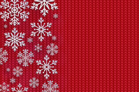 Christmas background with decorative snowflake. Knit pattern. Merry Christmas and Happy New Year Greetings card. Paper cut snowflakes design.のイラスト素材