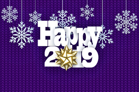 Christmas background with decorative papercut snowflake. Knit pattern. Merry Christmas and Happy New Year Greetings card. Paper cut snowflakes design.のイラスト素材