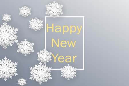 Happy New Year 2019. Christmas banner with snowflakes. Vector illustration with falling snow.のイラスト素材