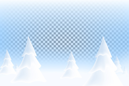 Happy New Year 2019. Realistic snowdrift on transparent background. Winter snowy landscape with christmas trees. Vector illustration with snow hills.のイラスト素材