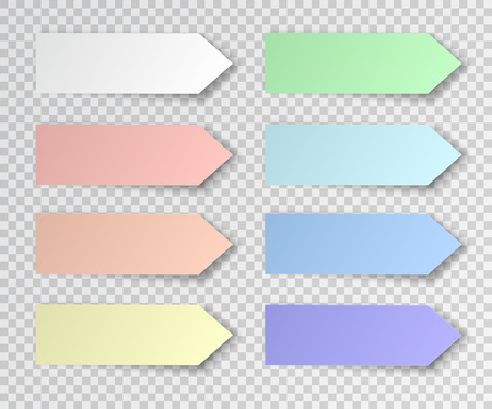 Post sticky note isolated. Set of paper stickers with shadow on transparent background. Vector illustration.のイラスト素材