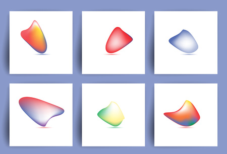 Fluid colorful shapes. Set of iridescent smooth Stones. Abstract fluid graphic elements. Dynamic colored ovals.のイラスト素材