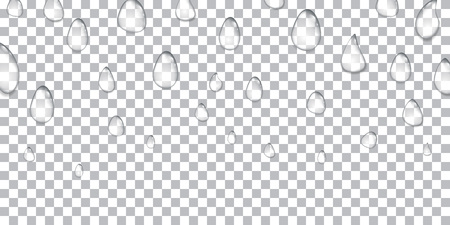 Water drops realistic isolated on transparent background. Vector illustration.のイラスト素材