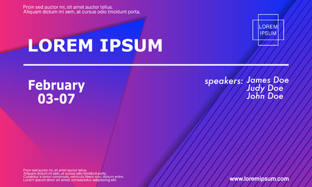 Conference invitation design template, flyer layout. Geometric background. Minimal abstract cover design. Creative colorful wallpaper. Trendy gradient poster. Vector illustration.のイラスト素材