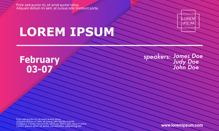 Conference invitation design template, flyer layout. Geometric background. Minimal abstract cover design. Creative colorful wallpaper. Trendy gradient poster. Vector illustration.のイラスト素材