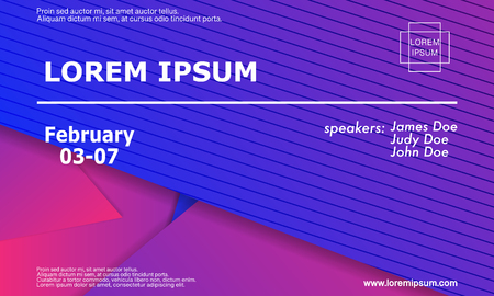 Conference invitation design template, flyer layout. Geometric background. Minimal abstract cover design. Creative colorful wallpaper. Trendy gradient poster. Vector illustration.のイラスト素材