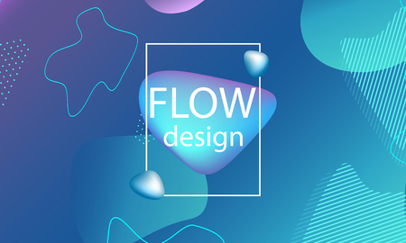 Flow shapes background. Wavy abstract cover design. Creative liquid colorful wallpaper. Trendy gradient poster. Vector illustration.のイラスト素材