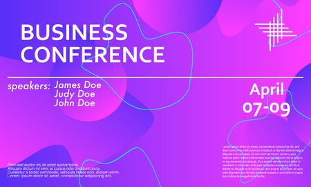 Business conference invitation design template, flyer layout. Fluid background. Minimal abstract cover design. Creative colorful wallpaper. Trendy gradient poster. Vector illustration.のイラスト素材