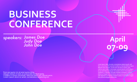 Business conference invitation design template, flyer layout. Fluid background. Minimal abstract cover design. Creative colorful wallpaper. Trendy gradient poster. Vector illustration.のイラスト素材