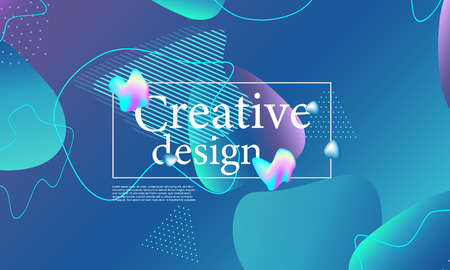 Fluid shapes composition. Wavy abstract cover design. Creative colorful wallpaper. Trendy gradient poster. Vector illustration.のイラスト素材