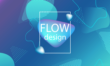 Flow shapes background. Wavy abstract cover design. Creative liquid colorful wallpaper. Trendy gradient poster. Vector illustration.のイラスト素材