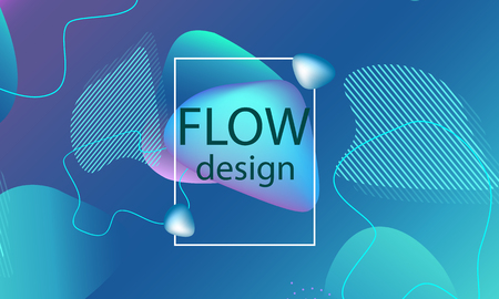 Flow shapes background. Wavy abstract cover design. Creative liquid colorful wallpaper. Trendy gradient poster. Vector illustration.のイラスト素材