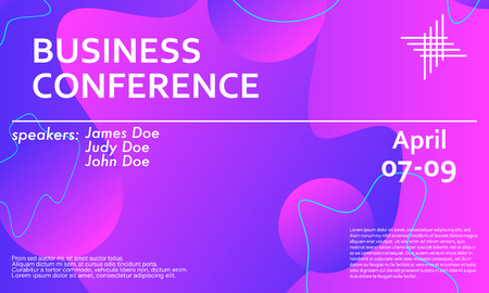 Business conference invitation design template, flyer layout. Fluid background. Minimal abstract cover design. Creative colorful wallpaper. Trendy gradient poster. Vector illustration.のイラスト素材