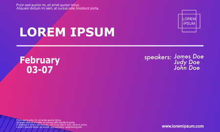 Conference invitation design template, flyer layout. Geometric background. Minimal abstract cover design. Creative colorful wallpaper. Trendy gradient poster. Vector illustration.のイラスト素材