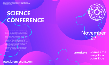 Science conference invitation design template, flyer layout. Fluid background. Minimal abstract cover design. Creative colorful wallpaper. Trendy gradient poster. Vector illustration.のイラスト素材