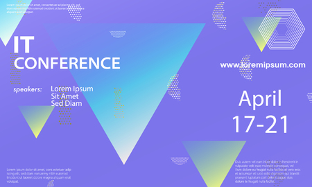 Conference announcement design template, flyer layout. Geometric background. Minimal abstract cover design. Creative colorful wallpaper. Trendy gradient poster. Vector illustration.のイラスト素材