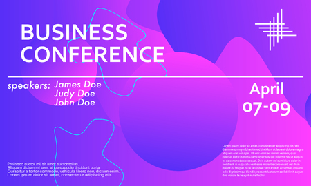 Business conference invitation design template, flyer layout. Fluid background. Minimal abstract cover design. Creative colorful wallpaper. Trendy gradient poster. Vector illustration.のイラスト素材