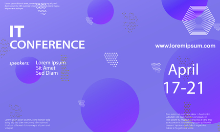 Conference announcement design template, flyer layout. Geometric background. Minimal abstract cover design. Creative colorful wallpaper. Trendy gradient poster. Vector illustration.のイラスト素材