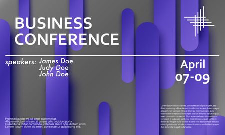 Conference announcement design template, flyer layout. Material design. Minimal abstract cover. Creative colorful wallpaper. Trendy gradient poster. Vector illustration.のイラスト素材