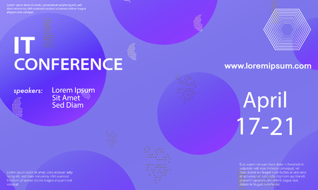 Conference announcement design template, flyer layout. Geometric background. Minimal abstract cover design. Creative colorful wallpaper. Trendy gradient poster. Vector illustration.のイラスト素材