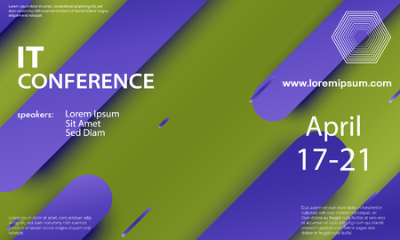 Conference announcement design template, flyer layout. Material design. Minimal abstract cover. Creative colorful wallpaper. Trendy gradient poster. Vector illustration.のイラスト素材