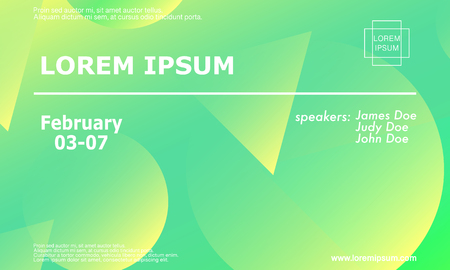 Conference invitation design template, flyer layout. Geometric background. Minimal abstract cover design. Creative colorful wallpaper. Trendy gradient poster. Vector illustration.のイラスト素材
