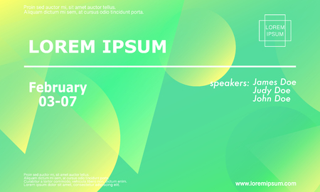 Conference invitation design template, flyer layout. Geometric background. Minimal abstract cover design. Creative colorful wallpaper. Trendy gradient poster. Vector illustration.のイラスト素材