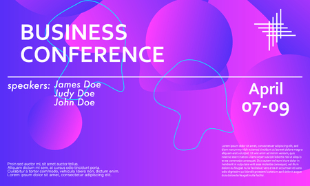 Business conference invitation design template, flyer layout. Fluid background. Minimal abstract cover design. Creative colorful wallpaper. Trendy gradient poster. Vector illustration.のイラスト素材
