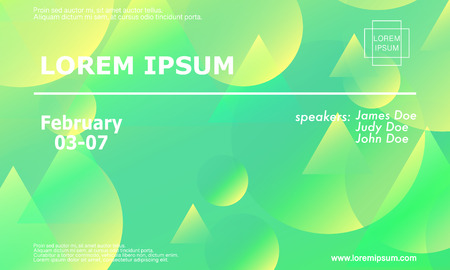 Conference invitation design template, flyer layout. Geometric background. Minimal abstract cover design. Creative colorful wallpaper. Trendy gradient poster. Vector illustration.のイラスト素材