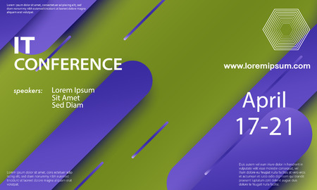 Conference announcement design template, flyer layout. Material design. Minimal abstract cover. Creative colorful wallpaper. Trendy gradient poster. Vector illustration.のイラスト素材