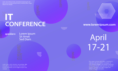 Conference announcement design template, flyer layout. Geometric background. Minimal abstract cover design. Creative colorful wallpaper. Trendy gradient poster. Vector illustration.のイラスト素材