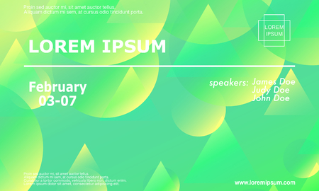 Conference invitation design template, flyer layout. Geometric background. Minimal abstract cover design. Creative colorful wallpaper. Trendy gradient poster. Vector illustration.のイラスト素材