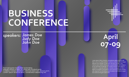 Conference announcement design template, flyer layout. Material design. Minimal abstract cover. Creative colorful wallpaper. Trendy gradient poster. Vector illustration.のイラスト素材