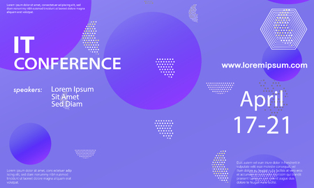 Conference announcement design template, flyer layout. Geometric background. Minimal abstract cover design. Creative colorful wallpaper. Trendy gradient poster. Vector illustration.のイラスト素材