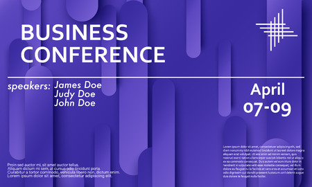 Conference announcement. Seminar design template. Violet material design. Business conference abstract cover. Congress colorful gradient poster. Vector illustration.のイラスト素材
