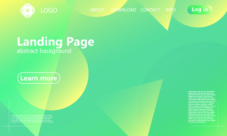 Landing page. Website template. Green abstract background. Web design landing page. Trendy gradient poster. Vector illustration.のイラスト素材