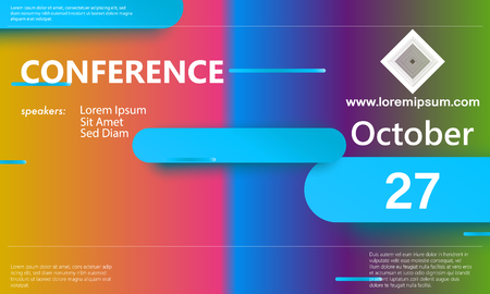 Conference announcement template. Business background. Abstract conference design. Color vector illustration.のイラスト素材