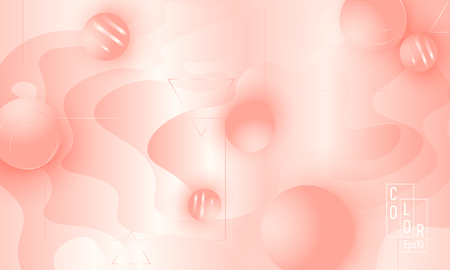 Pink soft spheres. Abstract background. 3d geometric shapes. Landing page. Coral colour. Website template. Web design landing page. Vector illustration.のイラスト素材