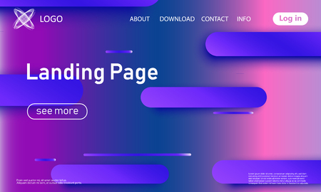 Landing page. Violet colour. Website template. Abstract background. Web design landing page. Vector illustration.のイラスト素材