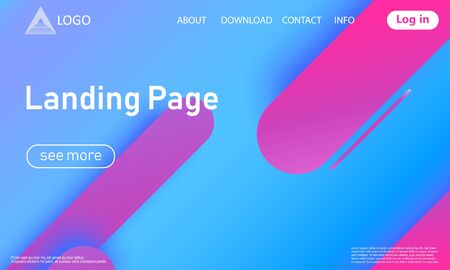 Landing page. Minimal geometric background. Abstract cover design. Dynamic shapes composition. Trendy gradient poster. Vector.のイラスト素材