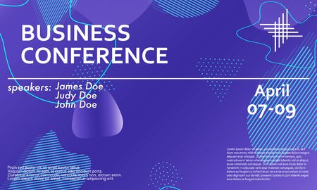 Business Conference design template. 3d background. Colorful elements. Announcement conference. Abstract cover design. Vector illustration.のイラスト素材