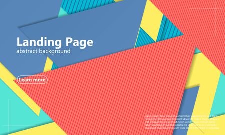Geometric background. Cover layout template. 3d illustration. Landing page. Abstract paper cut background. Material design. Vector.のイラスト素材