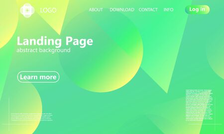 Landing page. Website template. Green abstract background. Web design landing page. Trendy gradient poster. Vector illustration.のイラスト素材