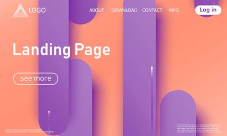 Landing page. Minimal geometric background. Abstract cover design. Dynamic shapes composition. Trendy gradient poster. Vector.のイラスト素材