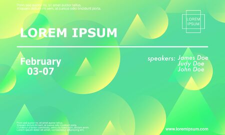 Conference invitation design template, flyer layout. Geometric background. Minimal abstract cover design. Creative colorful wallpaper. Trendy gradient poster. Vector illustration.のイラスト素材