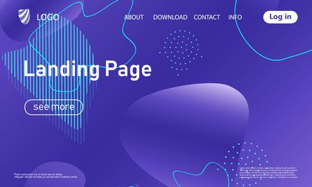 Landing page. Minimal geometric background. Abstract cover design. Dynamic shapes composition. Trendy gradient poster. Vector illustration.のイラスト素材