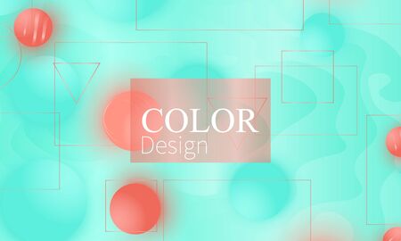 Soft spheres. Color background. Fluid pattern. 3d geometric shapes. Vector.のイラスト素材