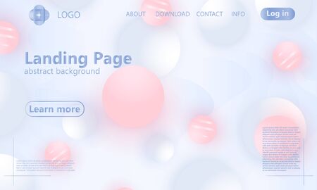 Landing page. Website template. Abstract background. Pink and white colors. Web design landing page. Vector illustration.のイラスト素材