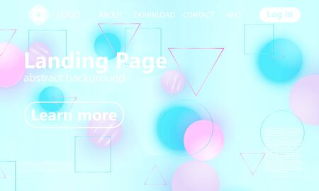 Landing page. Blue and pink colors. Website template. Abstract background. Web design landing page. Vector illustration.のイラスト素材