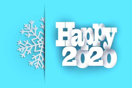 Happy New Year 2020. Christmas banner with snowflakes. Vector illustration. Falling snow.のイラスト素材